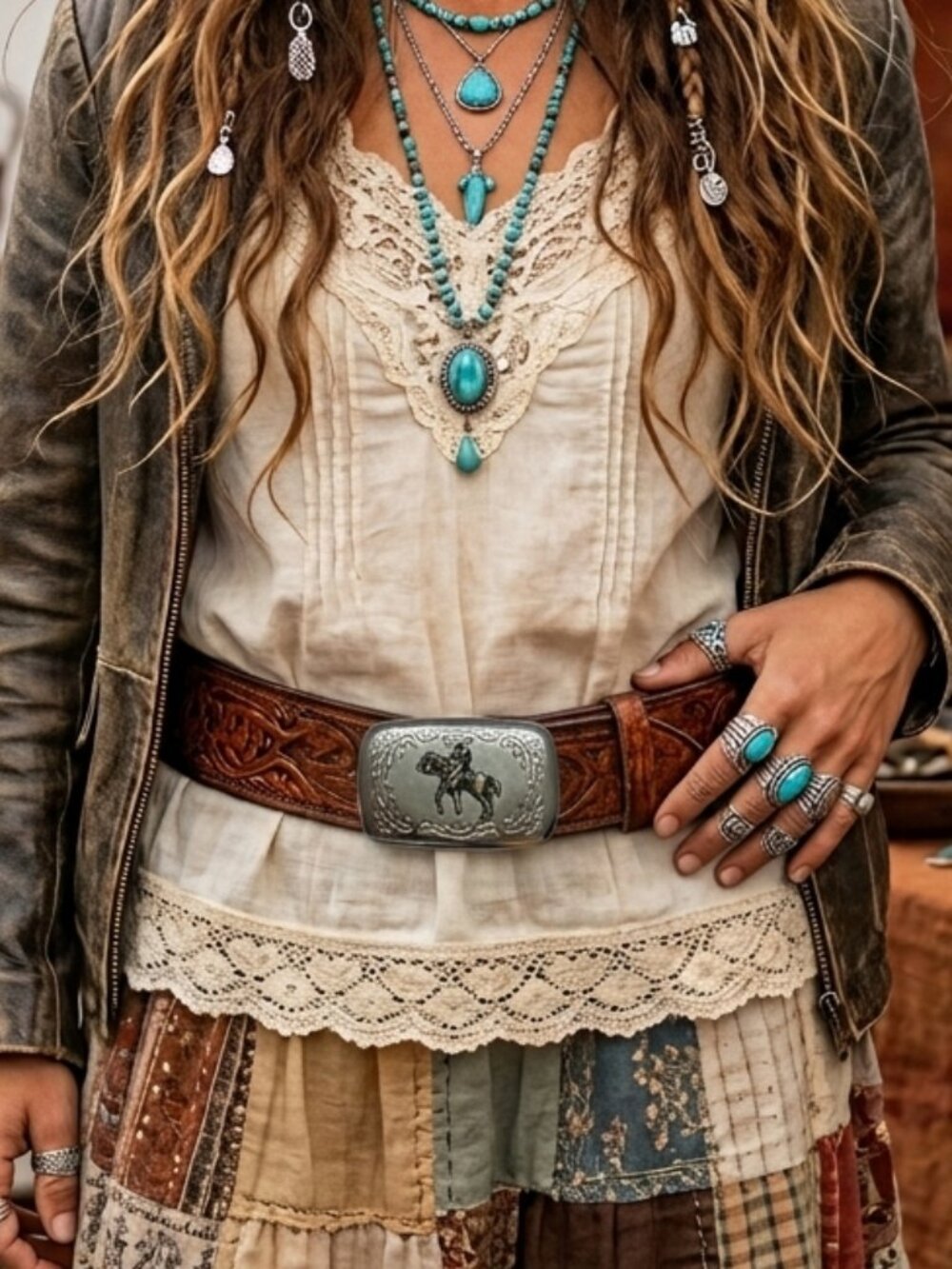 Vintage Horse + Rider Western Cowboy Belt Buckle